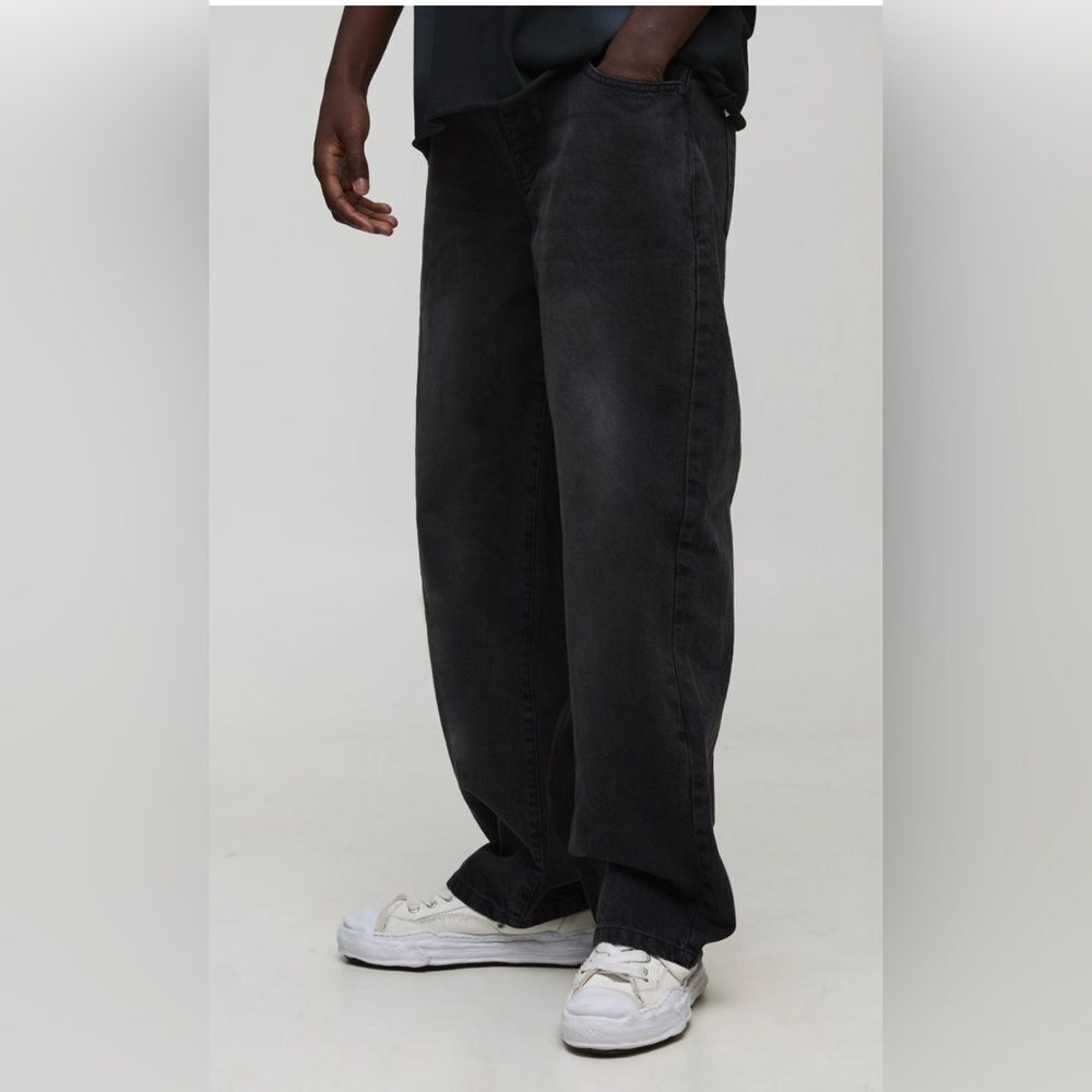 Boohooman Relaxed Rigid Washed Jeans Black 36R NWT